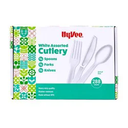 Hyvee White Assorted Cutlery 288ct (96 Forks, 96 Spoons, 96 Knives)