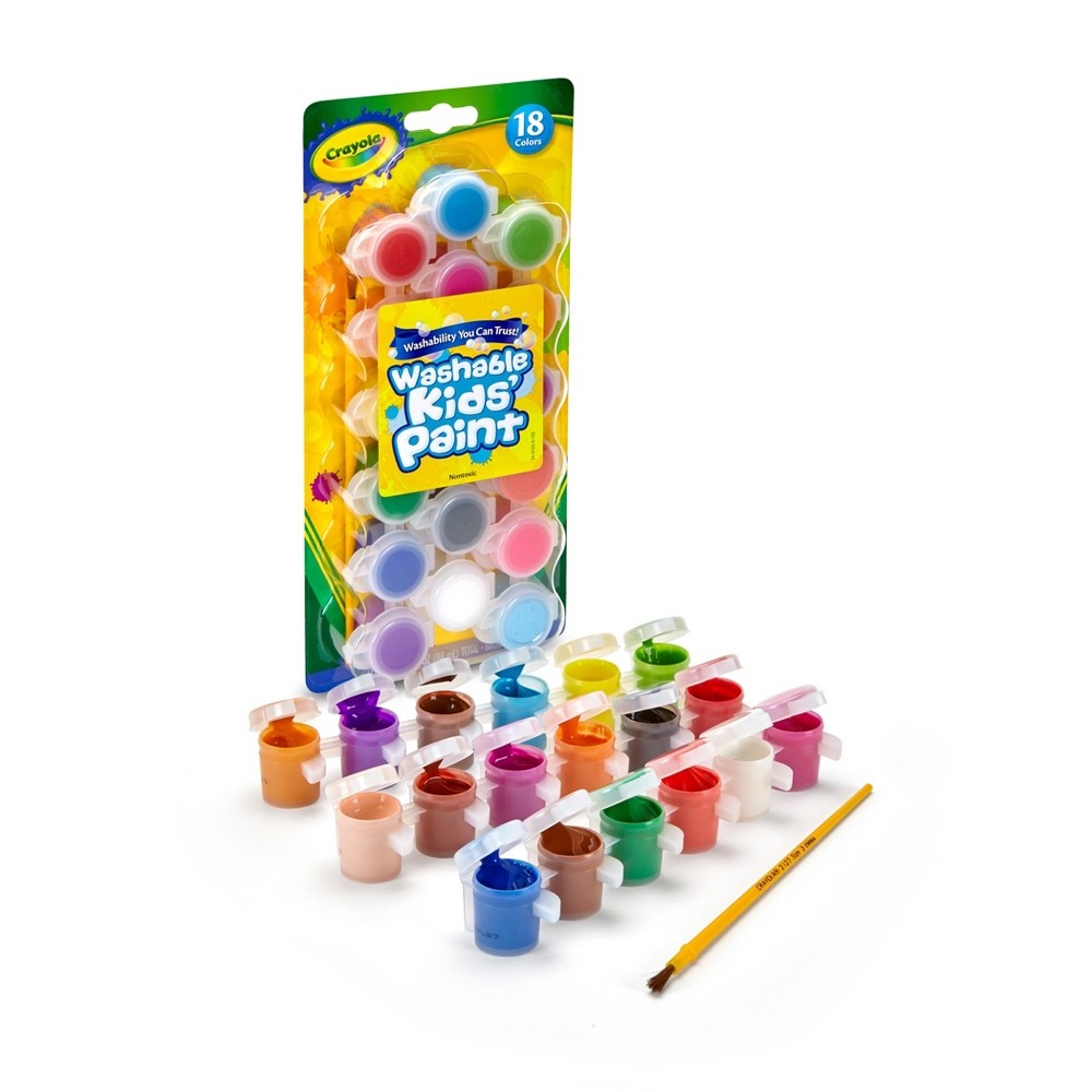 slide 2 of 3, Crayola Kids Paint Washable Assorted Colors, 18 ct; 3 fl oz