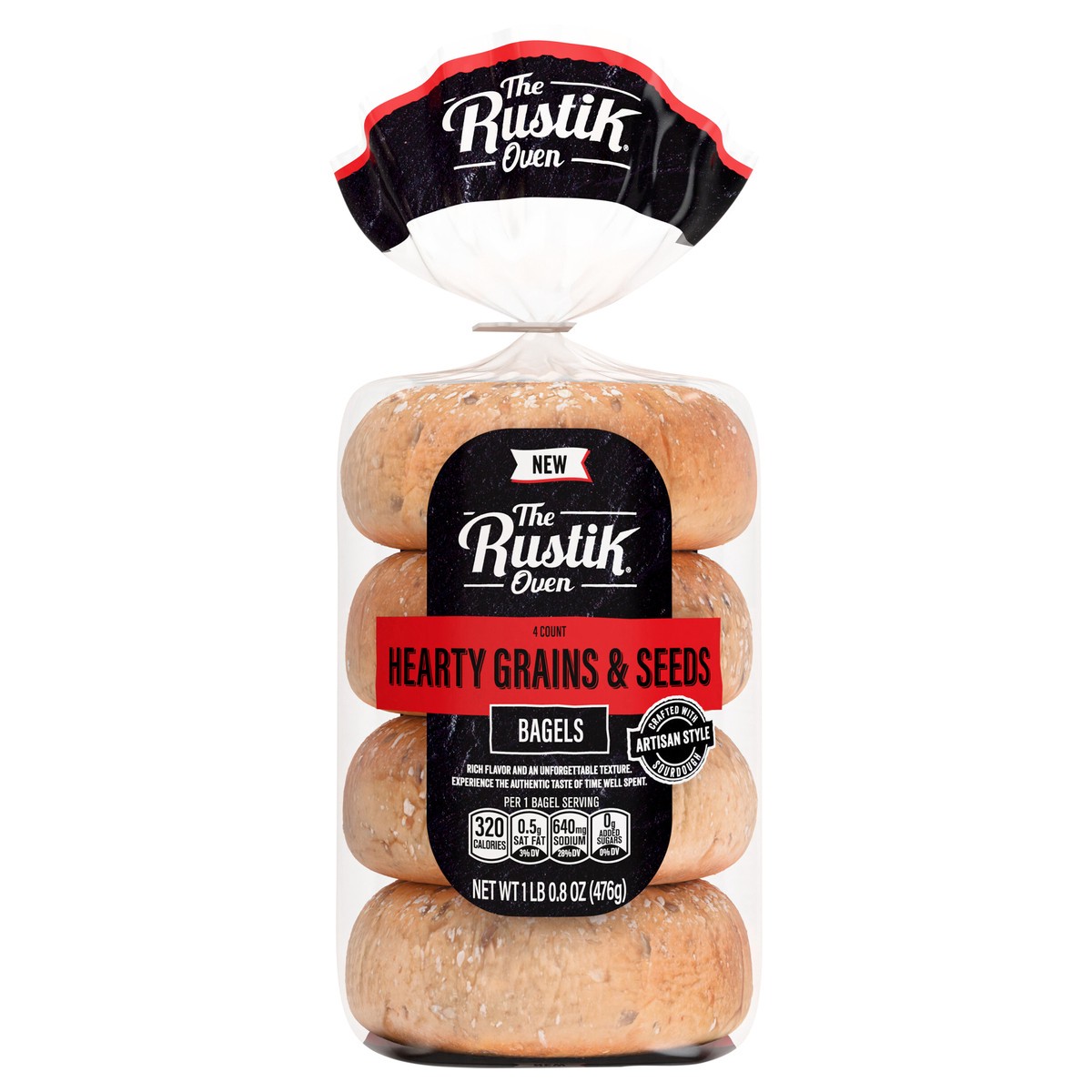 slide 1 of 13, Rustik Oven Grain & Seeds Bagels, 4 ct