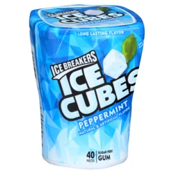 ICE BREAKERS Ice Cubes Peppermint Flavored Sugar Free Chewing Gum Bottle, 3.24 oz (40 Pieces)