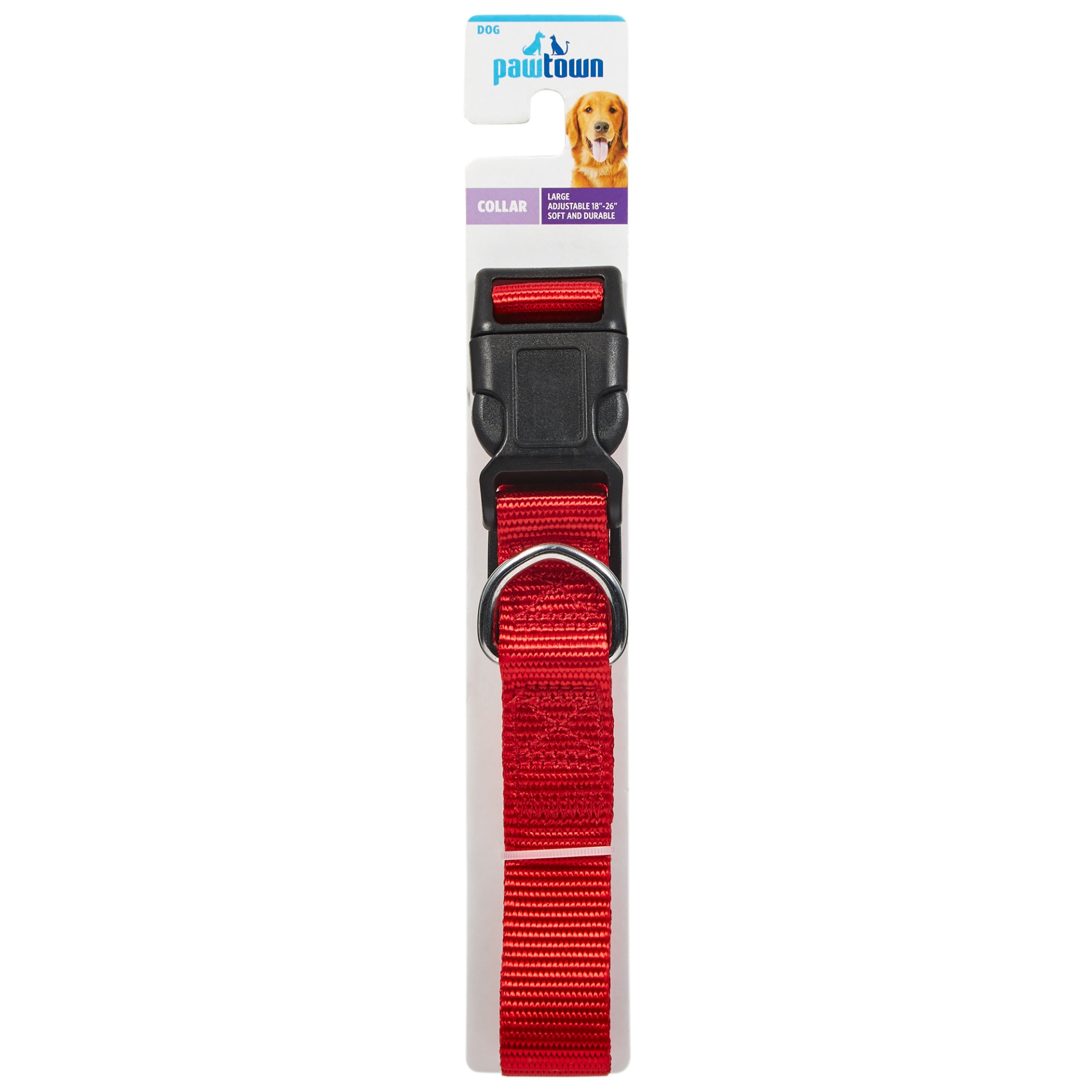 slide 1 of 2, Pawtown Large Nylon Collar, 18-26in, Red, 1 ct