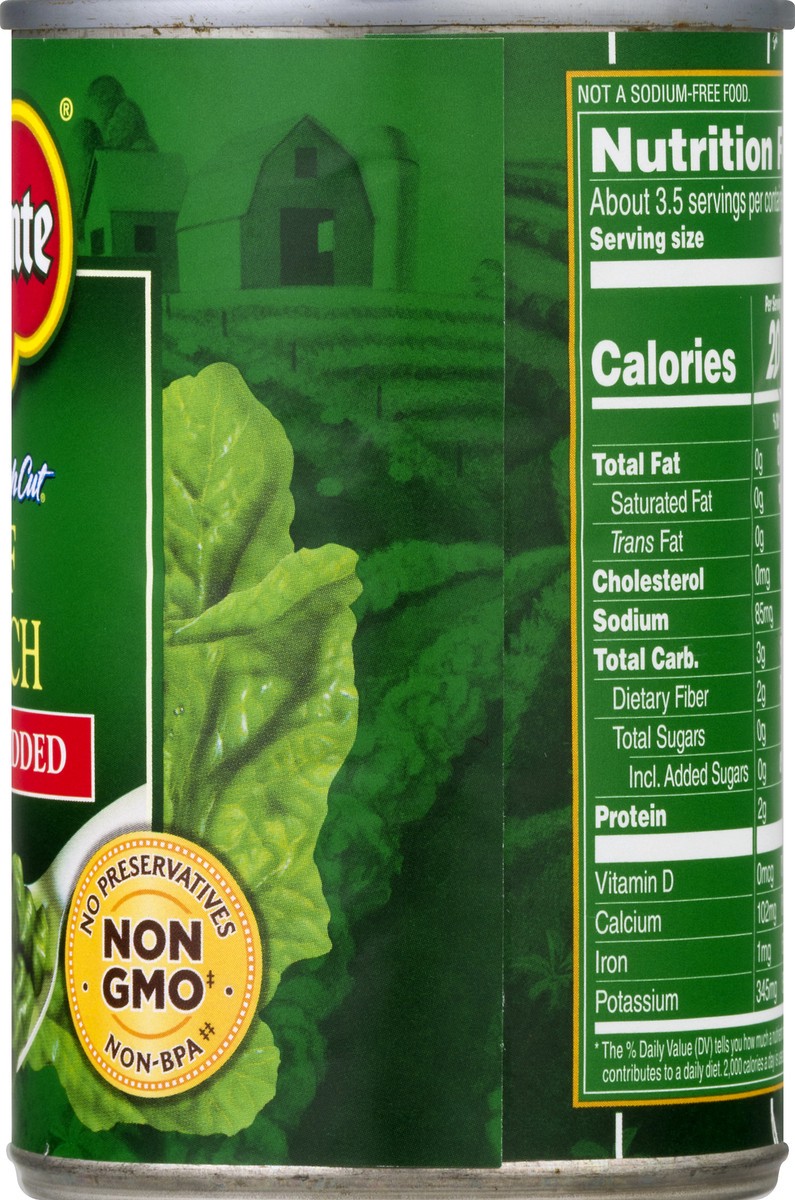 slide 12 of 12, Del Monte No Salt Added Leaf Spinach 13.5 oz, 13.5 oz