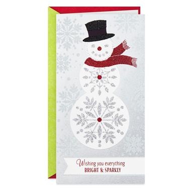 slide 1 of 1, Hallmark Money Holder Christmas Card (Sparkly Snowman), 1 ct