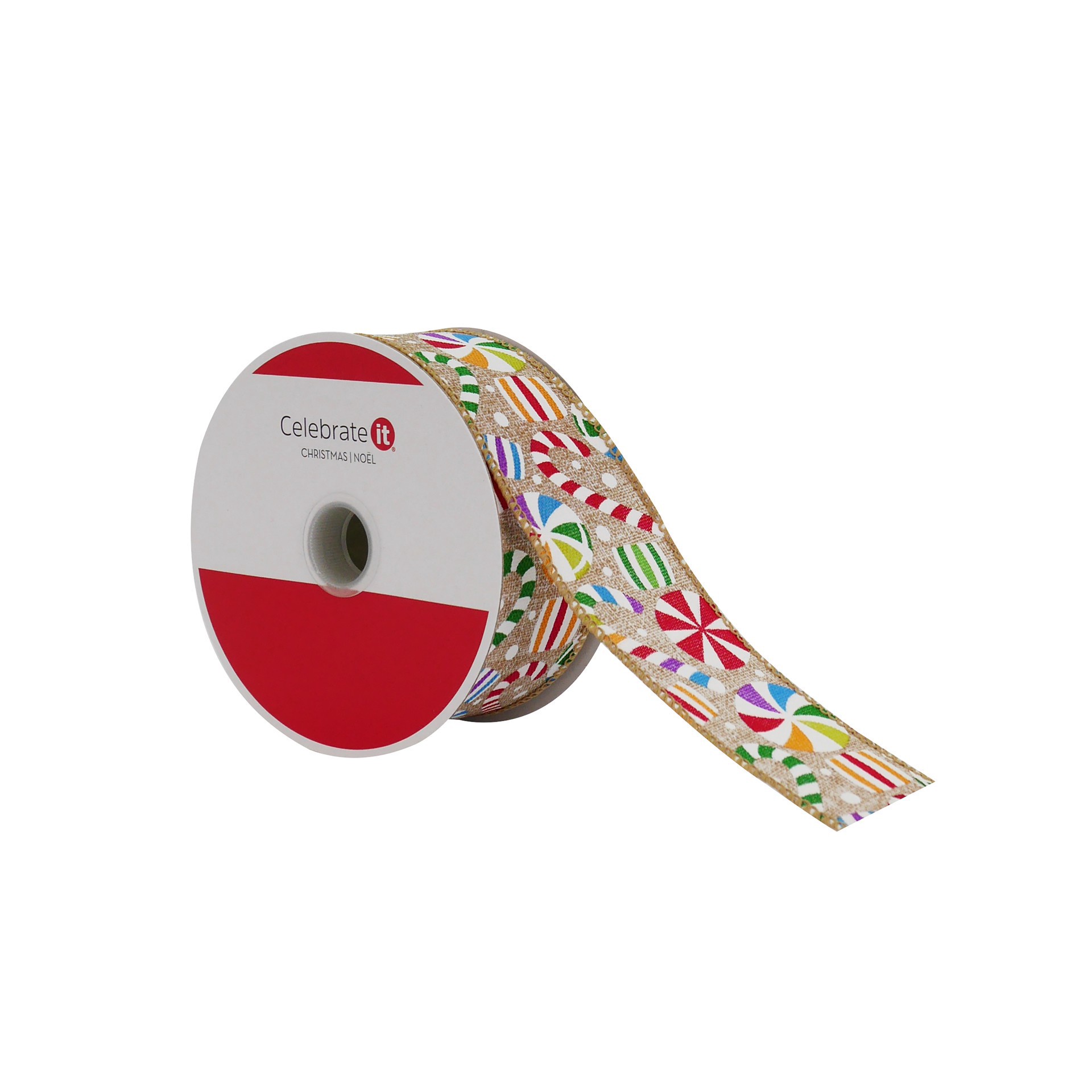 slide 3 of 3, 1.5" X 30ft. Multicolor Candy Wired Faux Linen Ribbon By Celebrate It, 1.5 in x 30 ft