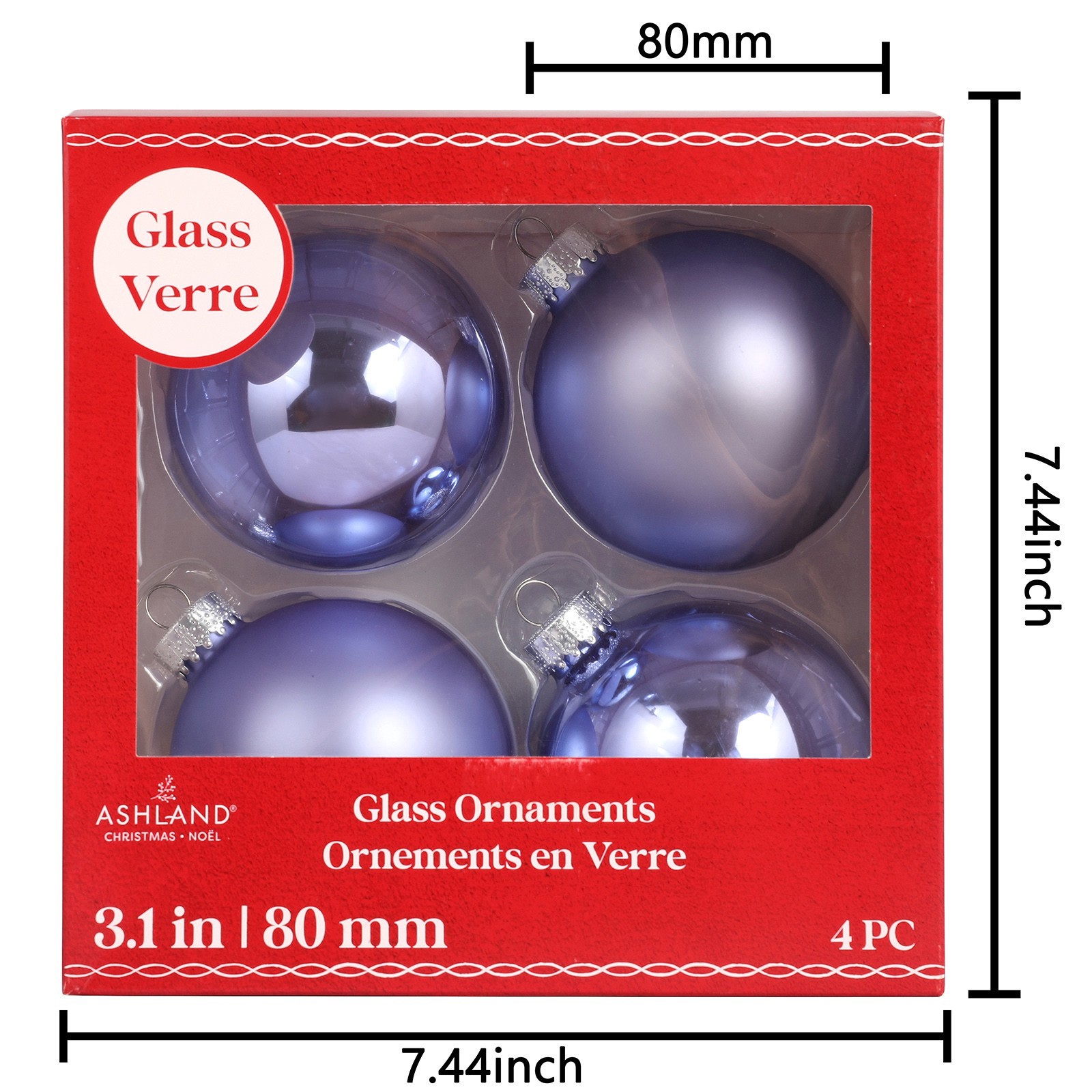 slide 2 of 3, 4 Pack 3" Lilac Matte & Shiny Glass Ball Ornaments By Ashland, 4 ct