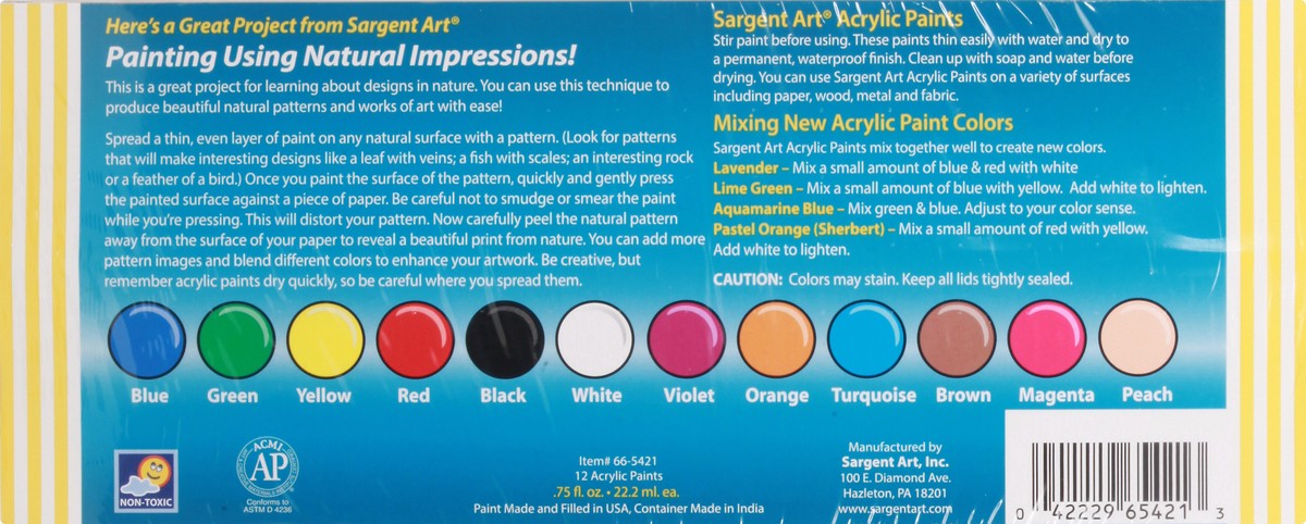 slide 4 of 11, Sargent Art Acrylic Paints 12 ea, 12 ct