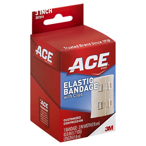 slide 1 of 1, Ace Elastic Bandage With Clips 3 Inch 1.8 Yards, 1 ct