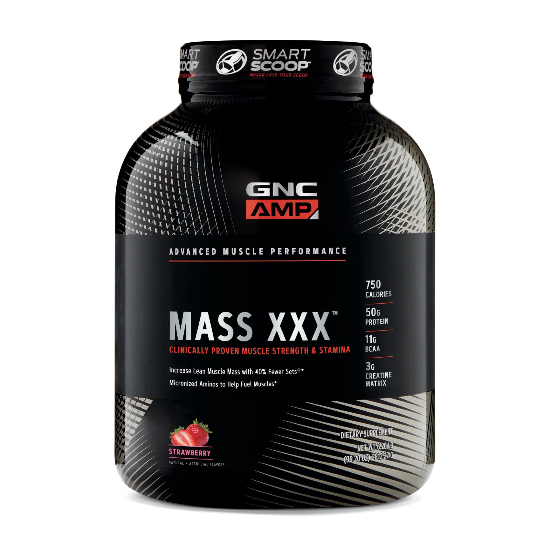 slide 1 of 1, GNC AMP Amplified Mass XXX- Strawberry, 6.2 lb