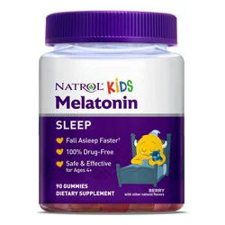Natrol Kids Melatonin 1 mg, Dietary Supplement for Restful Sleep, Melatonin Gummies for Kids, 90 Raspberry-Flavored Gummies, Up to a 90 Day Supply