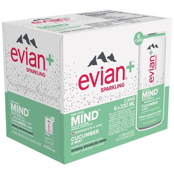 slide 1 of 1, Evian Mind Cucmbr & Mint, 6 ct