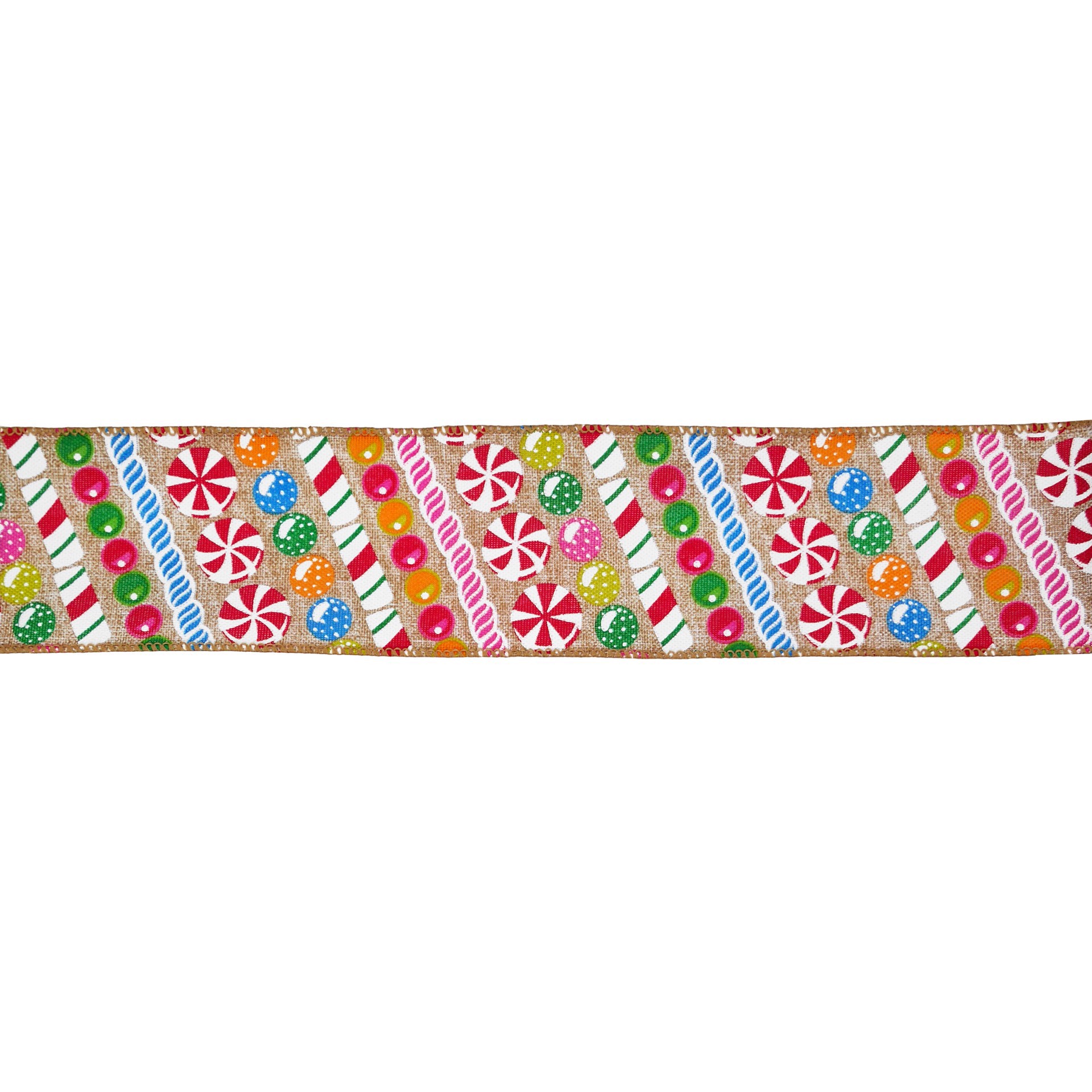 slide 2 of 3, 2.5" X 20ft. Multicolor Candy Wired Faux Linen Ribbon By Celebrate It, 2.5 in x 20 ft