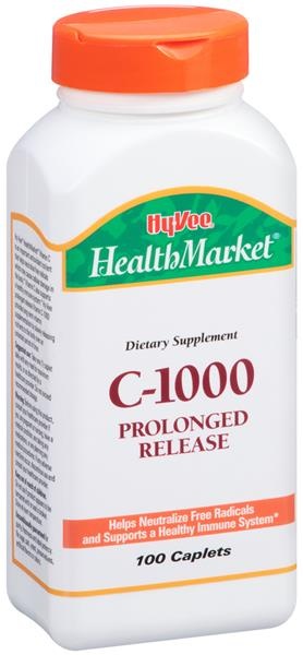 slide 1 of 1, Hy-Vee HealthMarket C-1000 Dietary Supplement Caplets, 100 ct