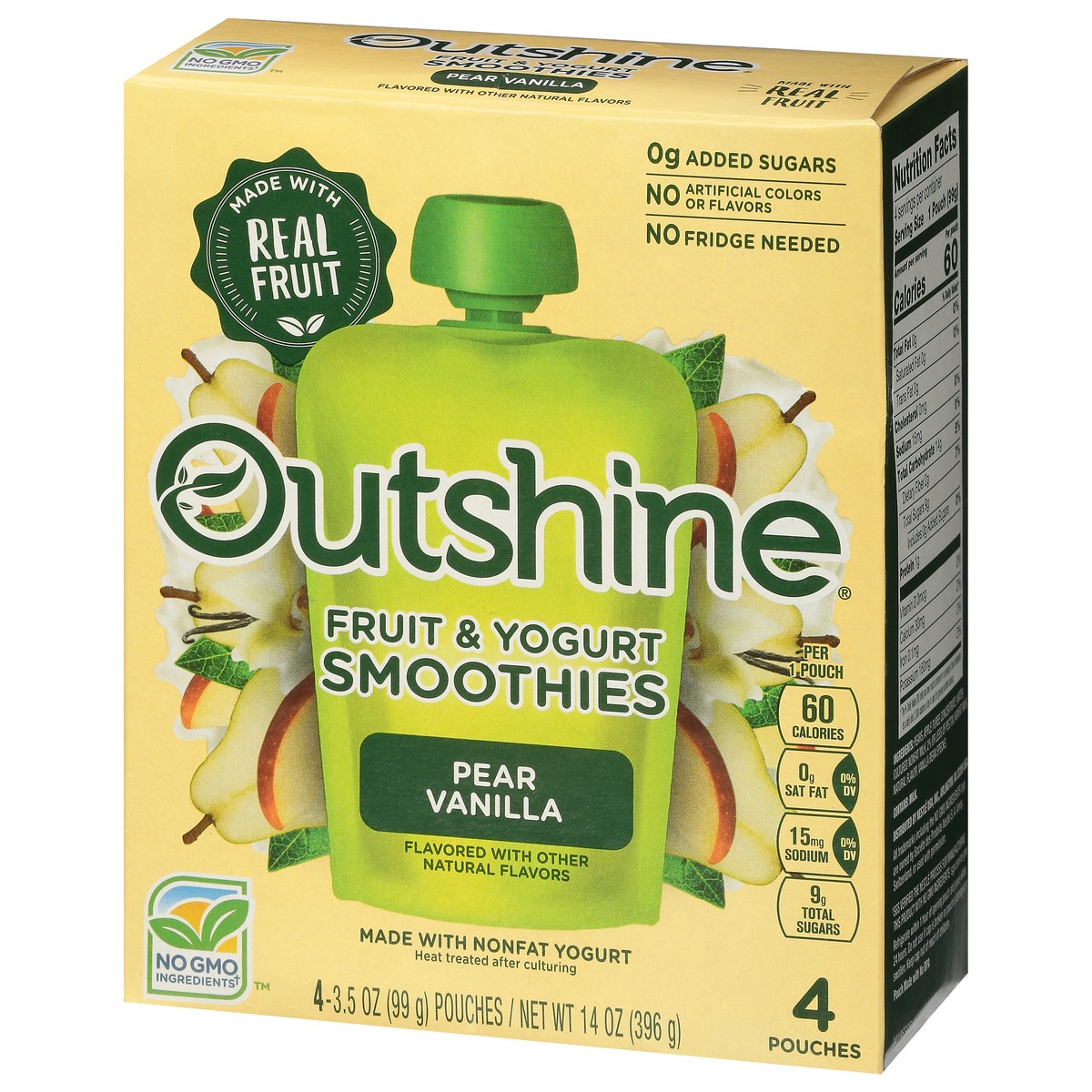 slide 2 of 11, Outshine Pear Vanilla Fruit & Yogurt Smoothies 4 - 3.5 oz Pouches, 4 ct