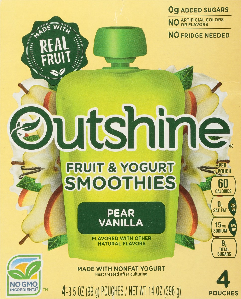 slide 6 of 11, Outshine Pear Vanilla Fruit & Yogurt Smoothies 4 - 3.5 oz Pouches, 4 ct