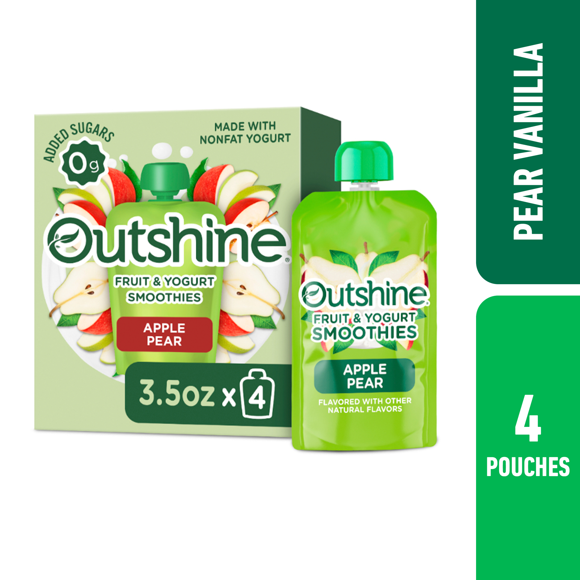 slide 1 of 11, Outshine Fruit & Yogurt Smoothie Apple Pear Natural Flavored, 4-Pack of 3.5oz Fruit & Yogurt Pouches, 0.87 lb