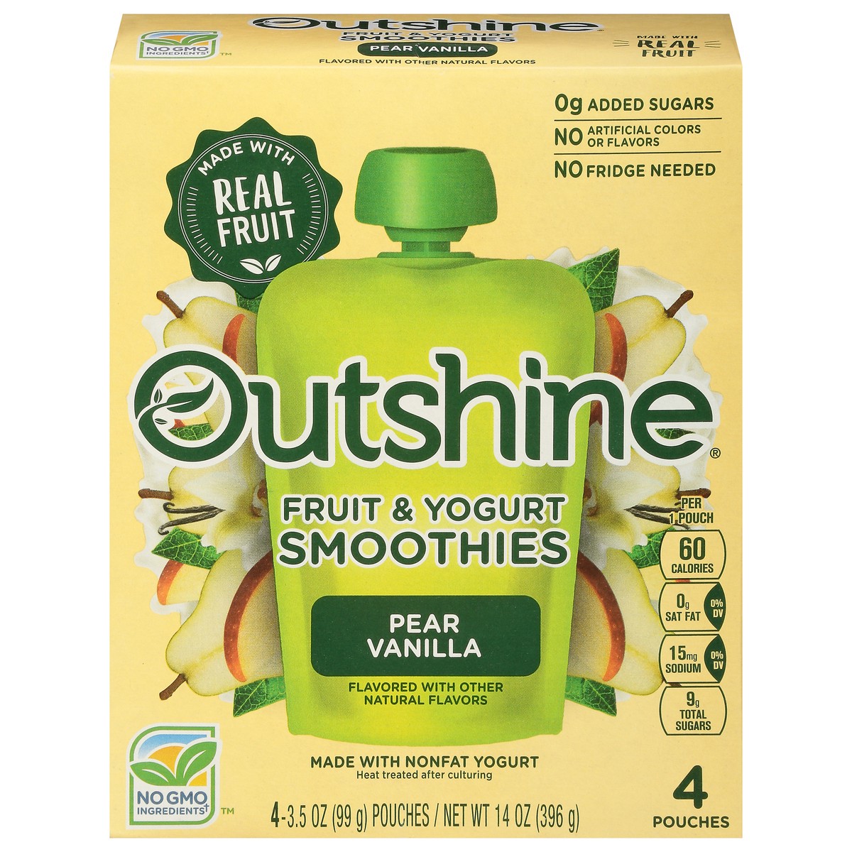 slide 8 of 11, Outshine Pear Vanilla Fruit & Yogurt Smoothies 4 - 3.5 oz Pouches, 4 ct