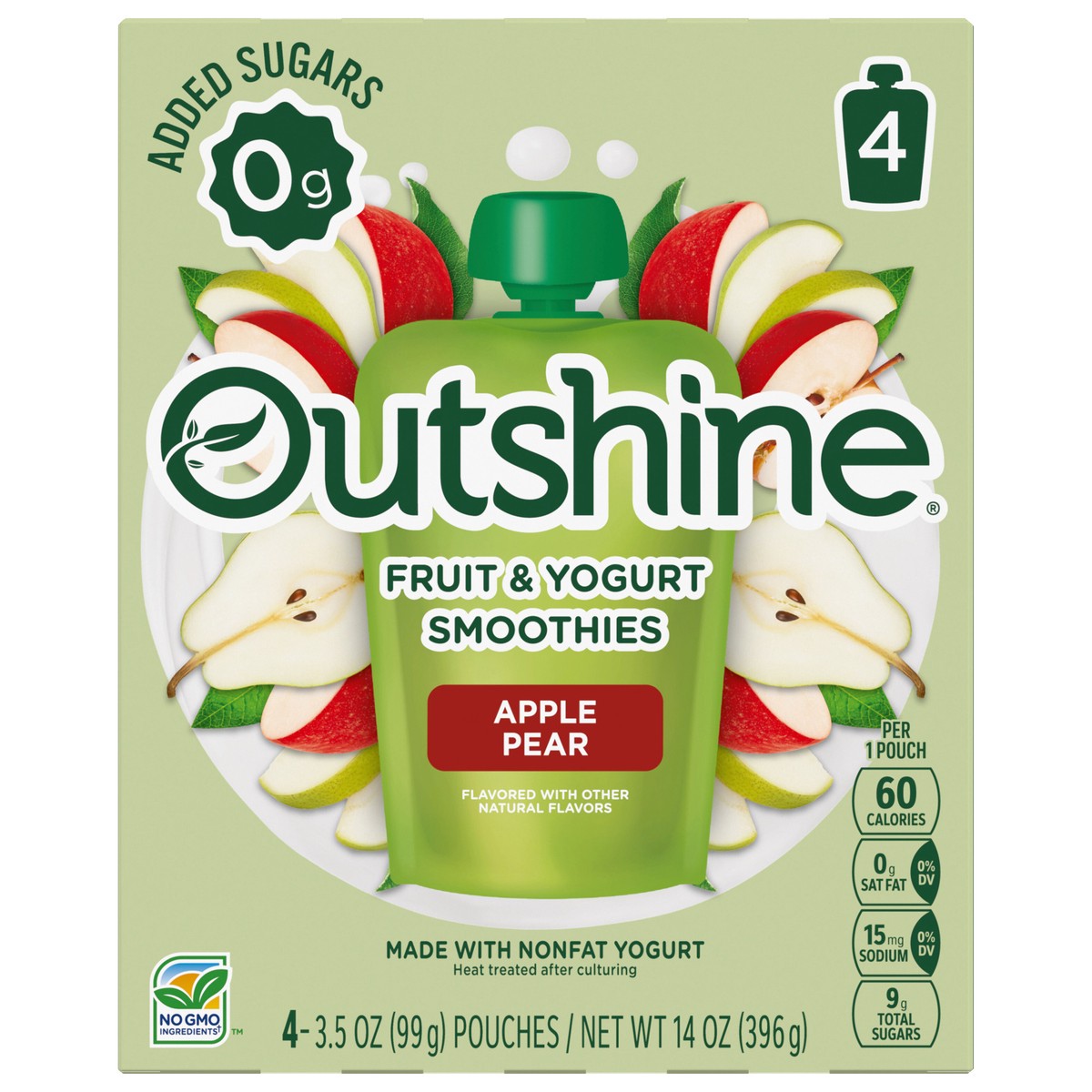 slide 1 of 11, Outshine Fruit & Yogurt Smoothie Apple Pear Natural Flavored, 4-Pack of 3.5oz Fruit & Yogurt Pouches, 4 ct