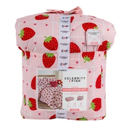 Celebrity Pink Strawberry Comforter Set Queen
