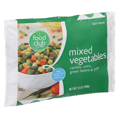 slide 1 of 1, Food Club Frozen Vegetables - Mixed Vegetables, Carrots, Corn, Green Beans & Peas, 12 oz