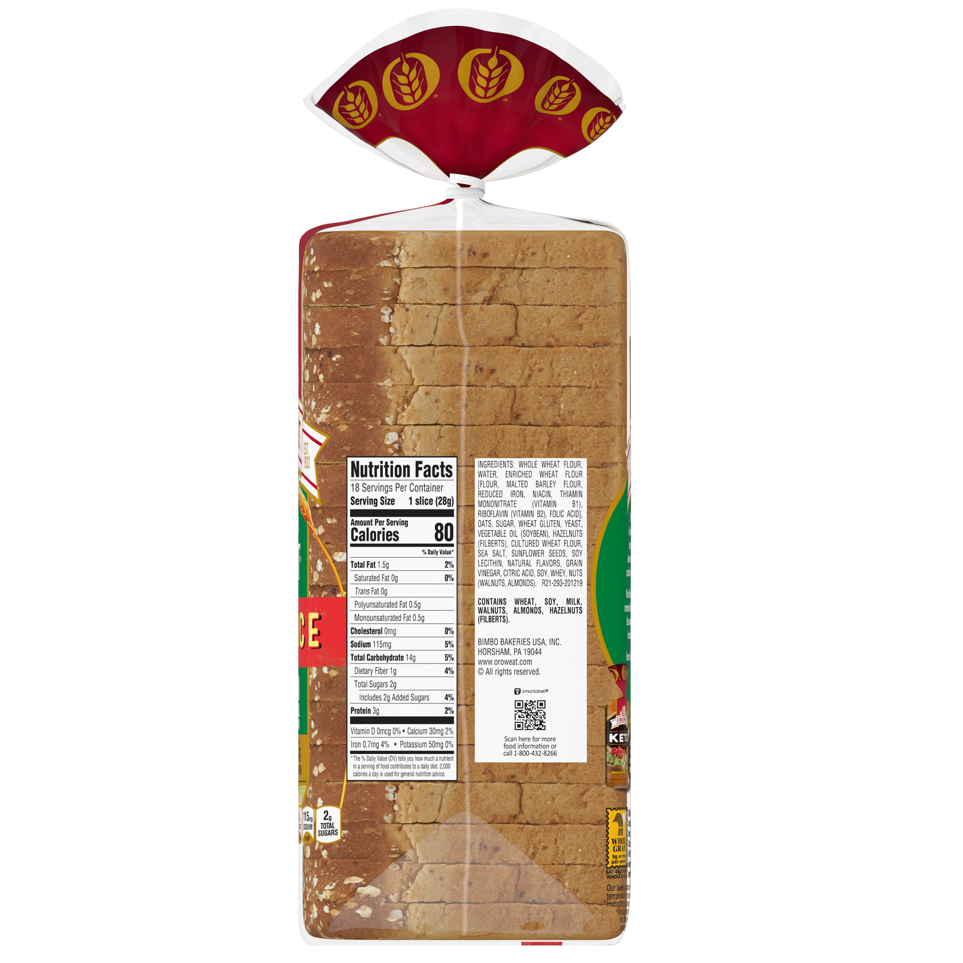 slide 4 of 5, Oroweat Small Slice Oatnut Bread, 18 oz, 18 oz