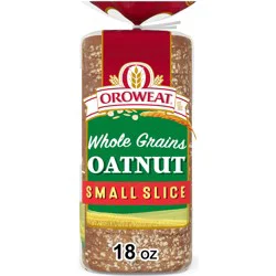 Oroweat Small Slice Oatnut Bread, 18 oz, Oat Bread, Bag