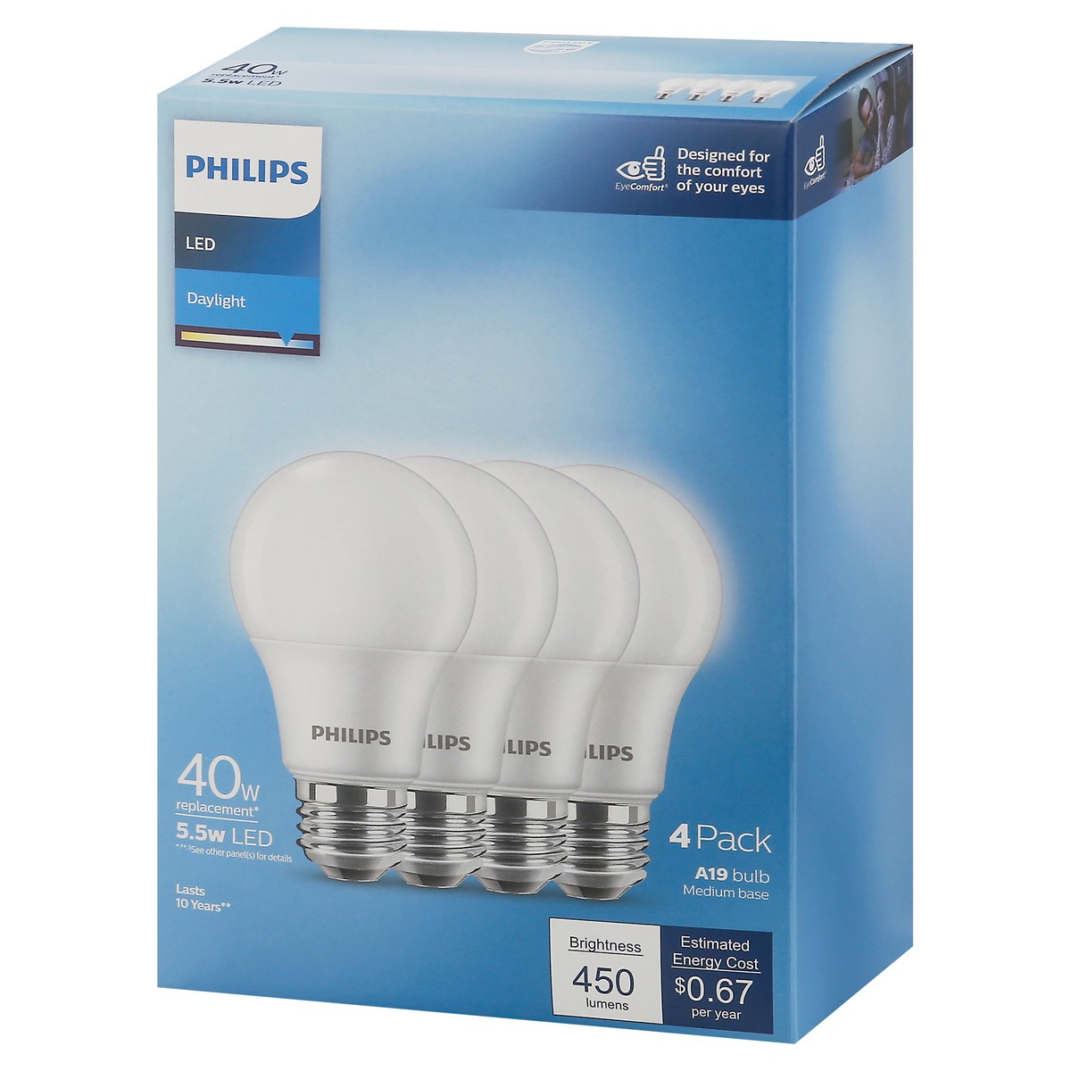 slide 4 of 9, Philips 4 Pack 5.5 Watts Daylight LED Light Bulbs 4 ea, 4 ct