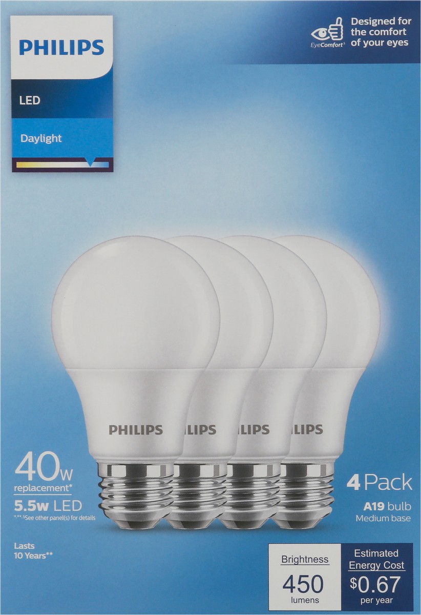 slide 7 of 9, Philips 4 Pack 5.5 Watts Daylight LED Light Bulbs 4 ea, 4 ct