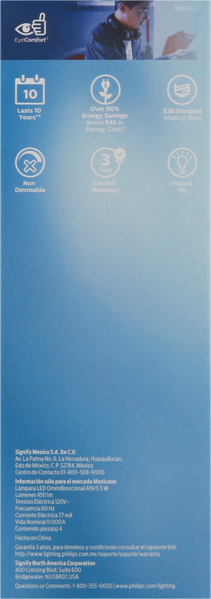 slide 5 of 9, Philips 4 Pack 5.5 Watts Daylight LED Light Bulbs 4 ea, 4 ct