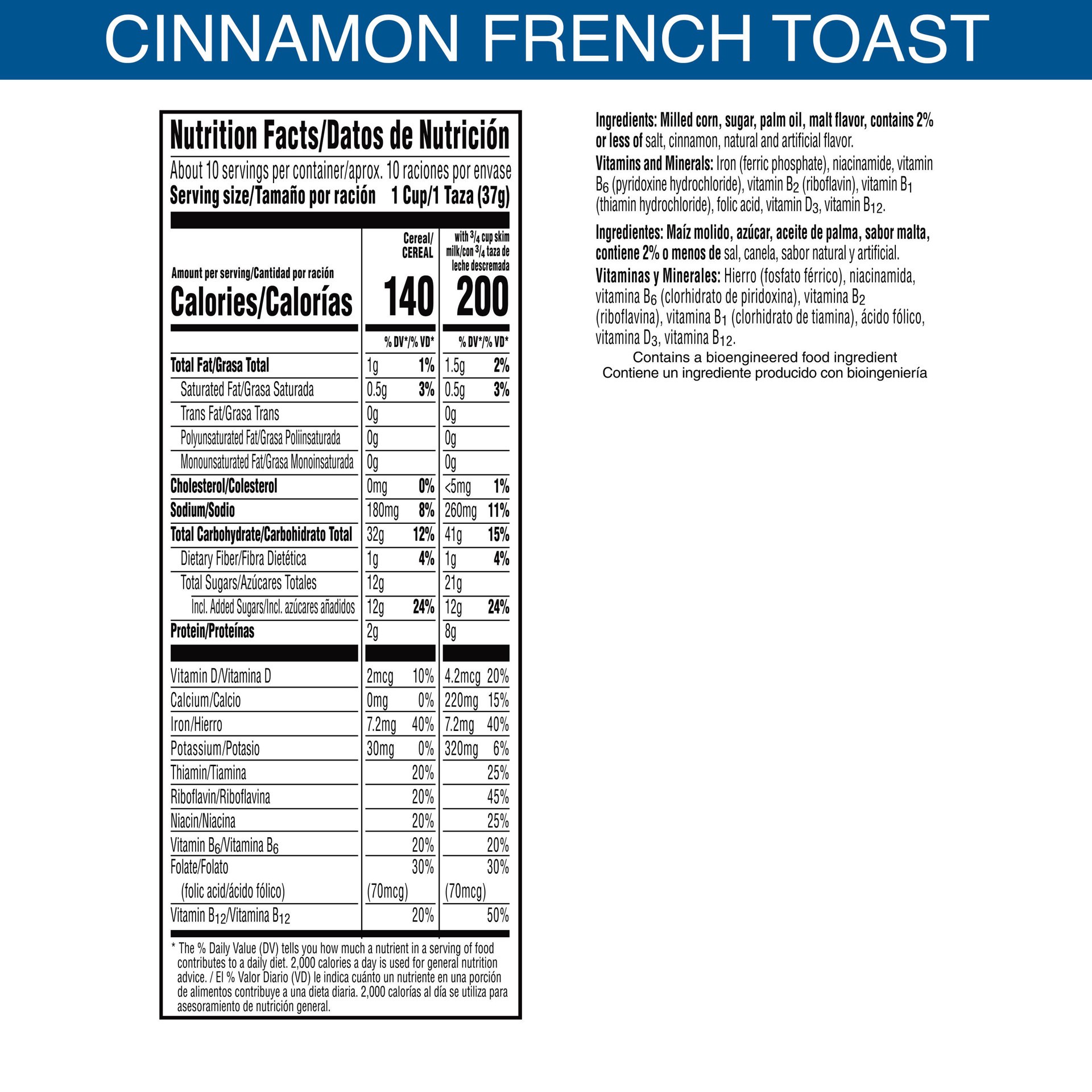 slide 4 of 5, Frosted Flakes Kellogg's Frosted Flakes Breakfast Cereal, 8 Vitamins and Minerals, Kids Snacks, Cinnamon French Toast, 13oz Box, 1 Box, 13 oz