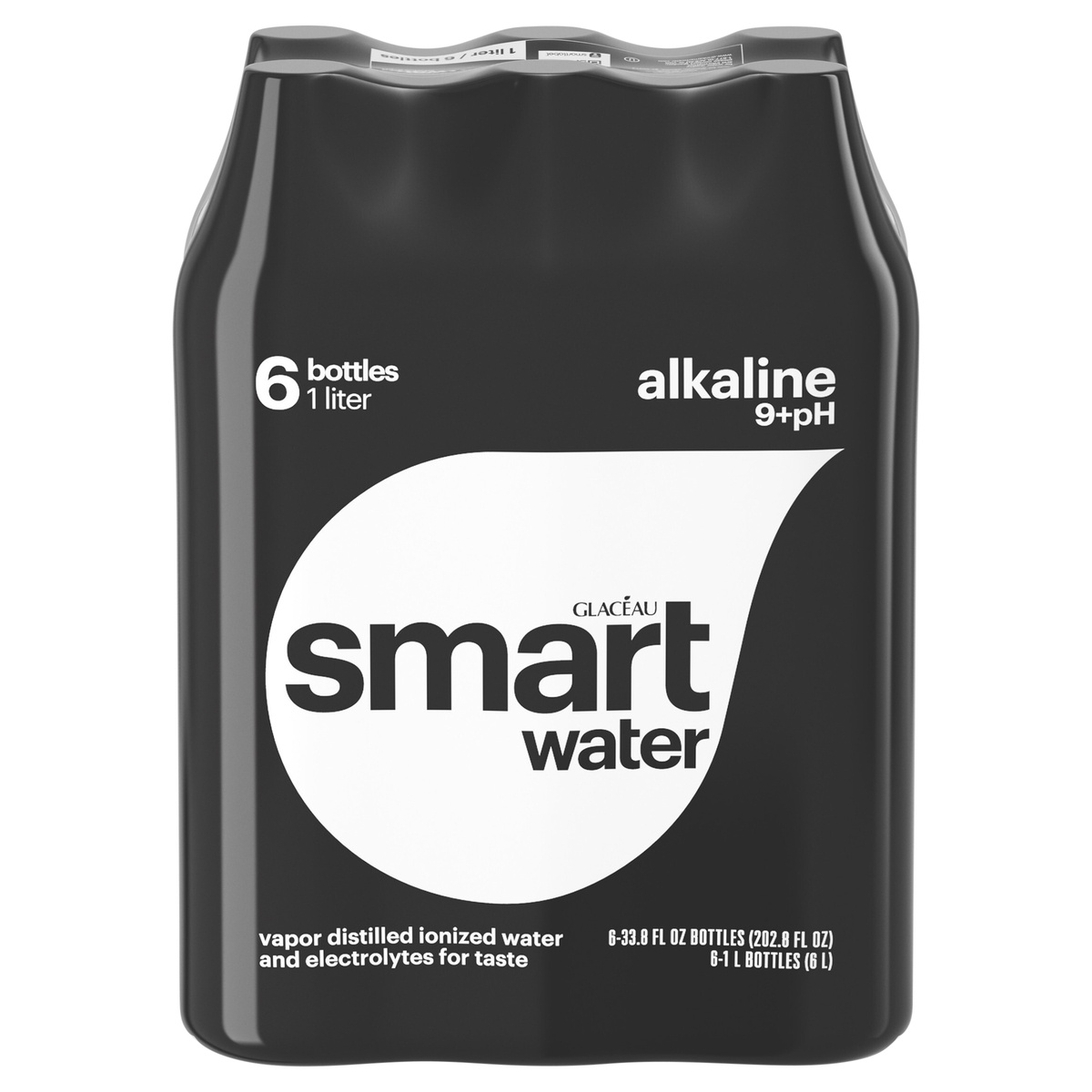 slide 1 of 3, Smartwater Alkaline Vapor Distilled Ionized Water - 6pk/1L Bottles, 6 ct; 33.8 fl oz