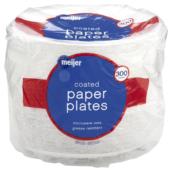 slide 1 of 1, Meijer Coated White Paper Plates 9, 300 ct