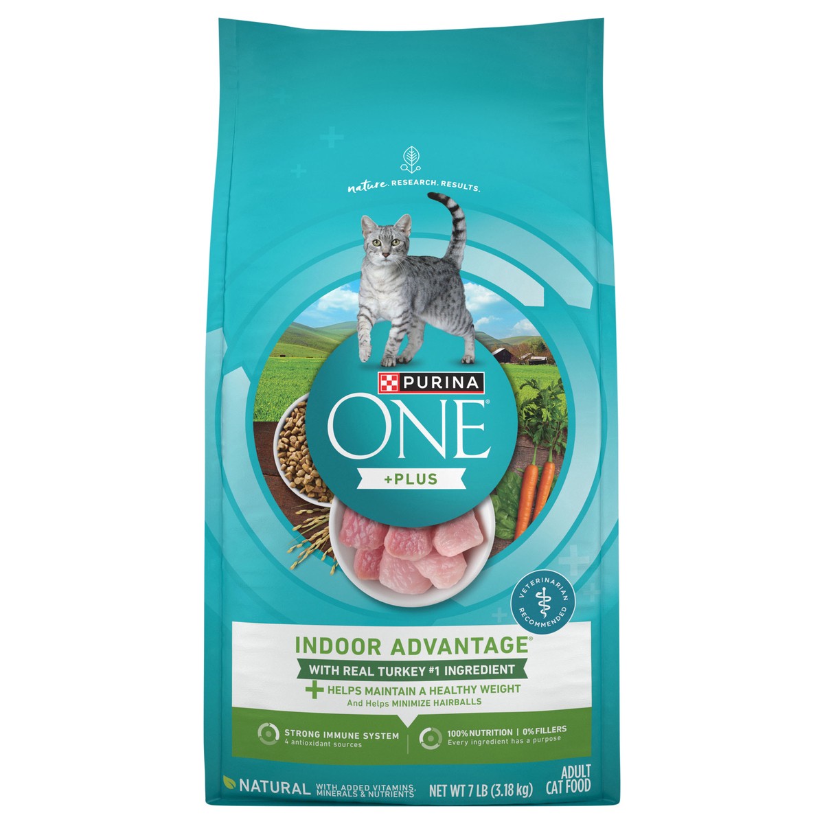slide 1 of 9, Purina ONE Natural, Low Fat, Weight Control, Indoor Dry Cat Food, +Plus Indoor Advantage - 7 lb. Bag, 7 lb