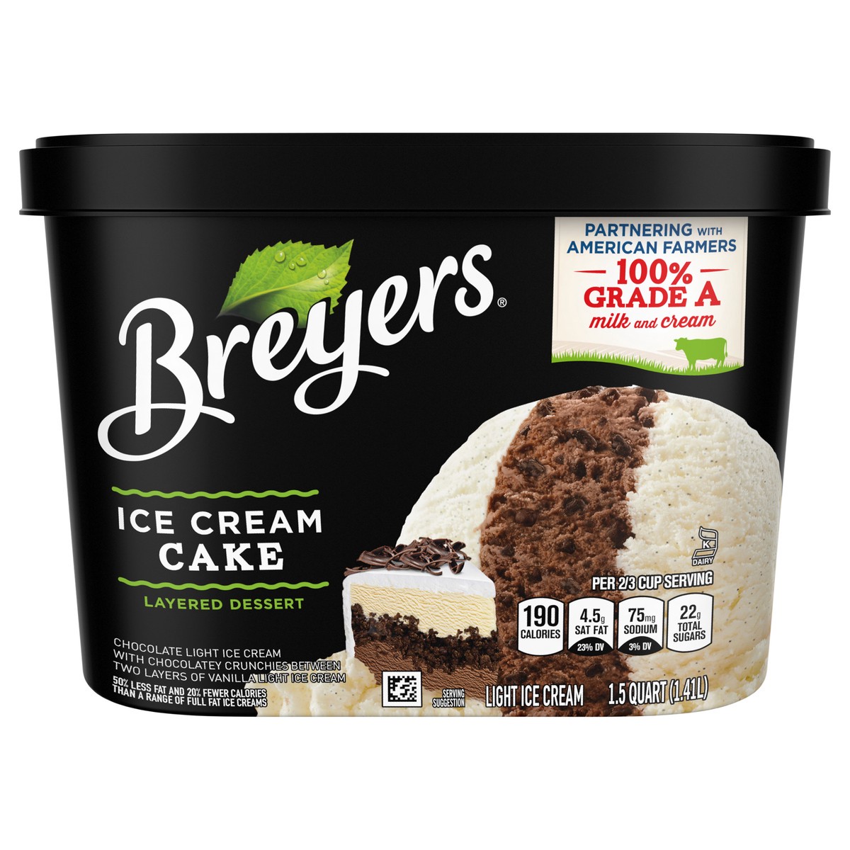 slide 1 of 9, Breyers Original Ice Cream Ice Cream Cake 48 oz, 1.5 qt