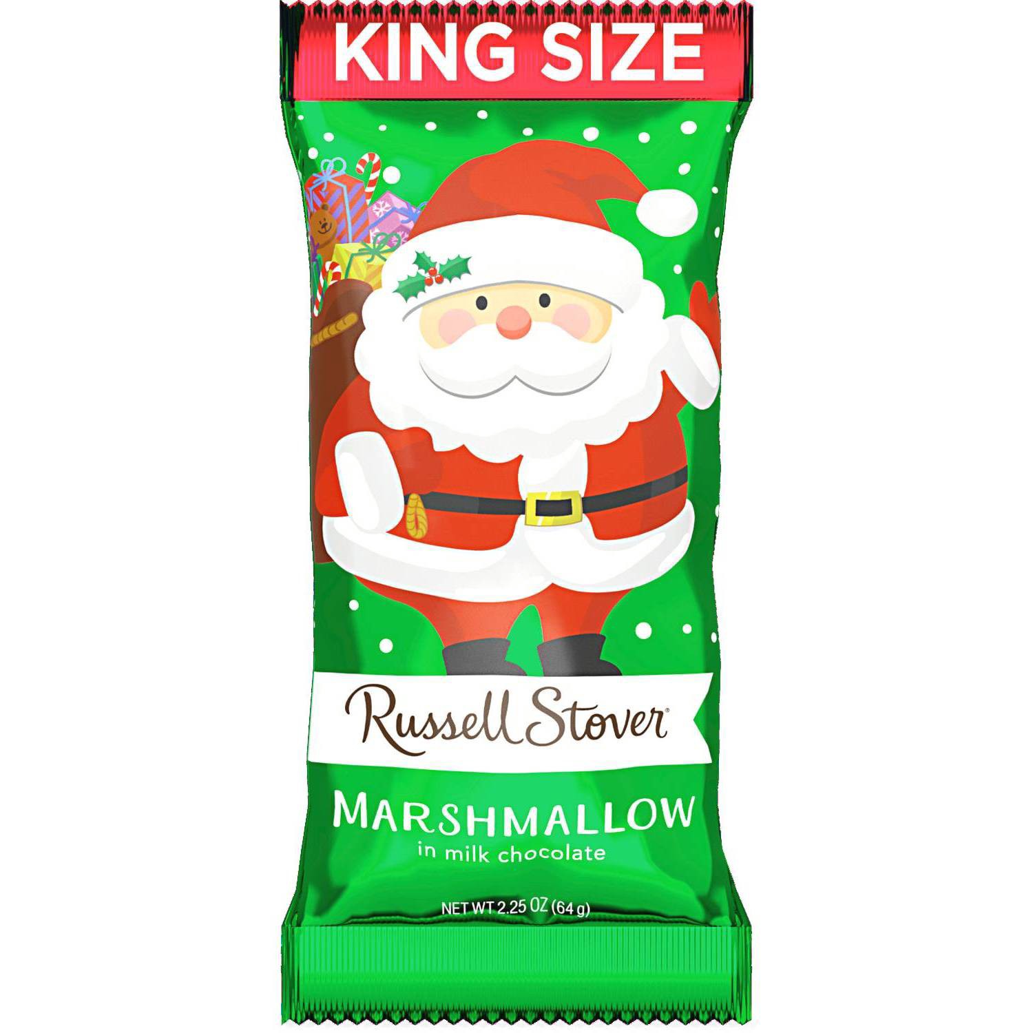 slide 1 of 8, Russell Stover Christmas Marshmallow Santa King Size, 2.25 oz