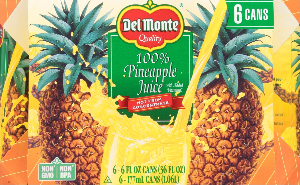 slide 5 of 14, Del Monte 100% Pineapple Juice - 6 ct, 6 ct