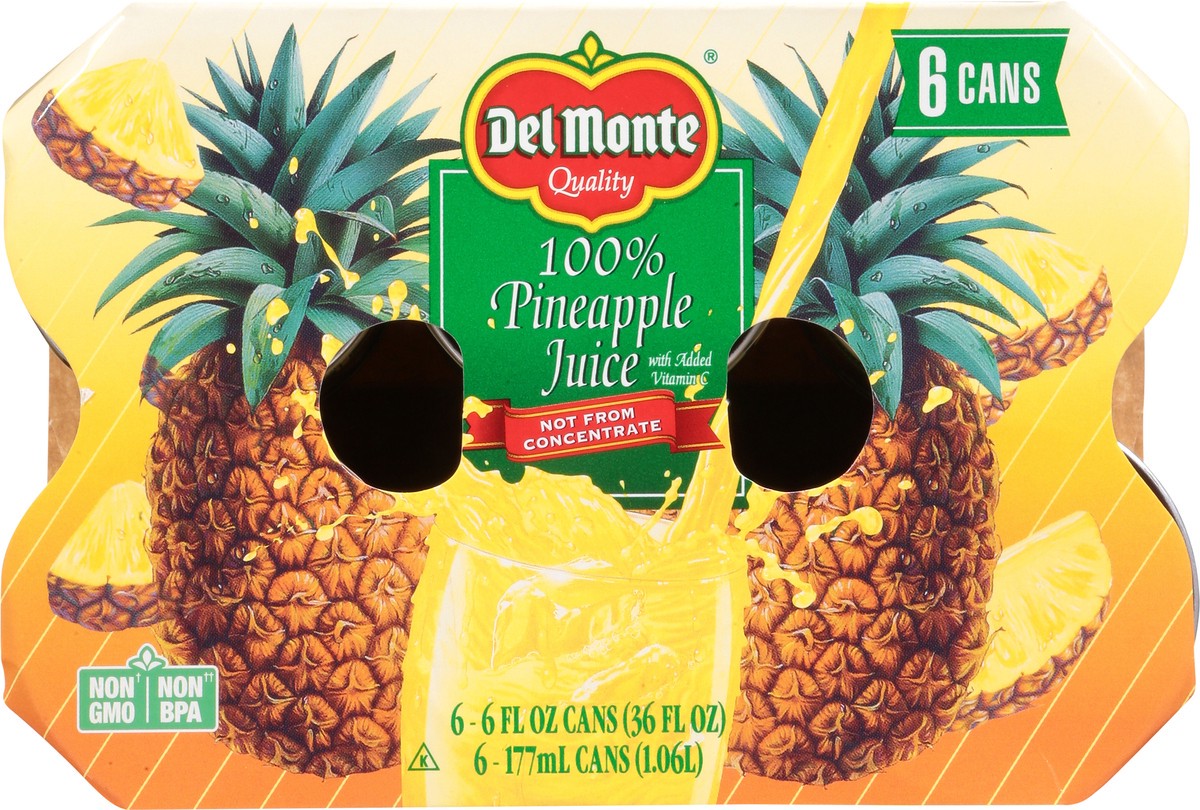 slide 10 of 14, Del Monte 100% Pineapple Juice - 6 ct, 6 ct