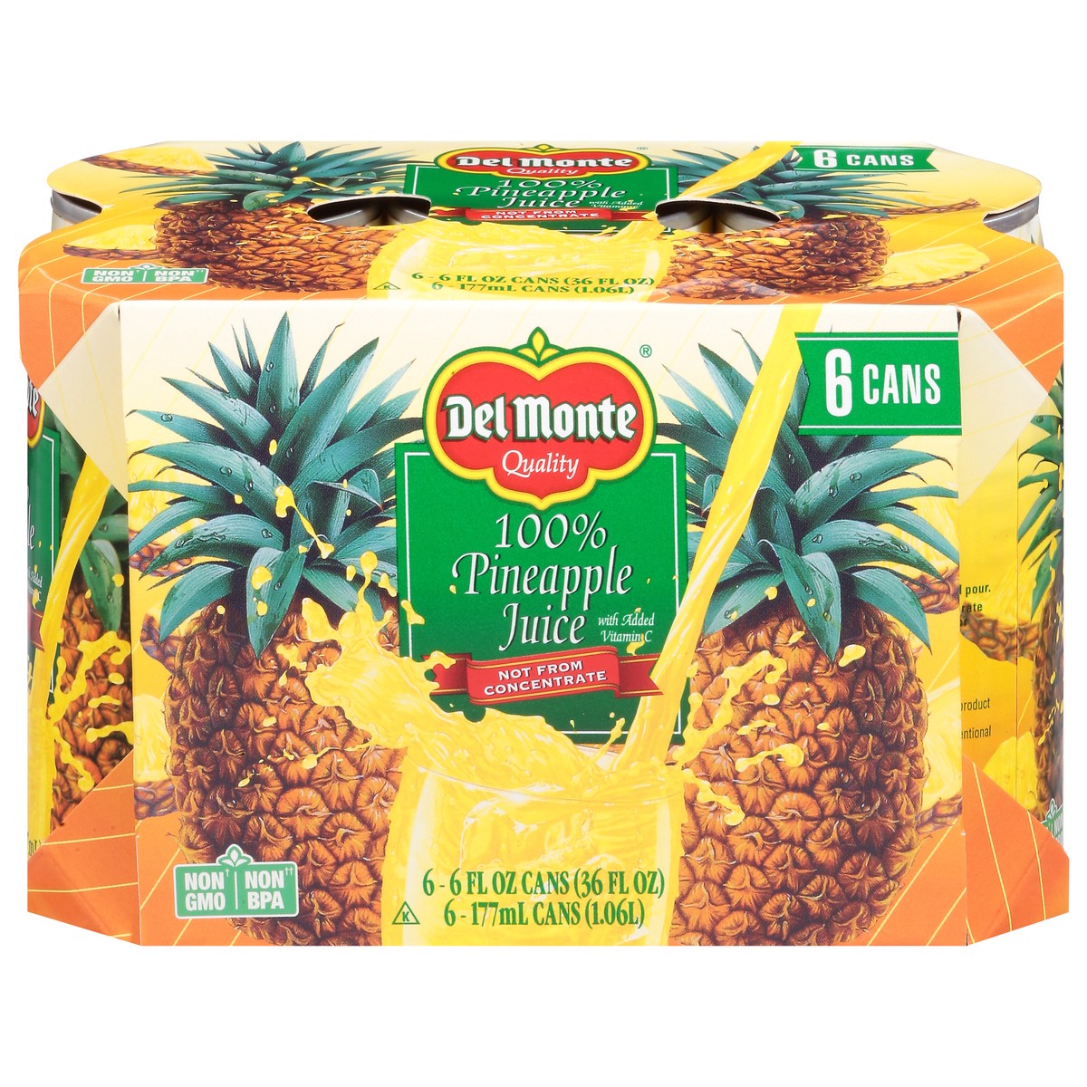 slide 1 of 14, Del Monte 100% Pineapple Juice - 6 ct, 6 ct