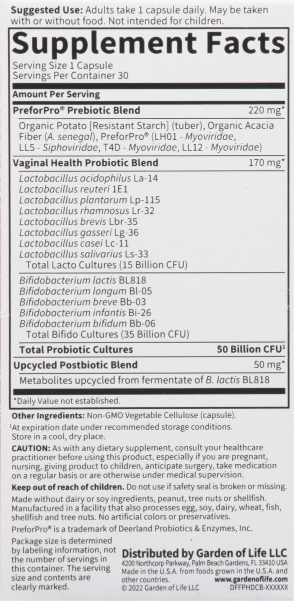 slide 9 of 14, Garden of Life Vegetarian Capsule 50 Billion Probiotics Women's pH 30 ea, 30 ct