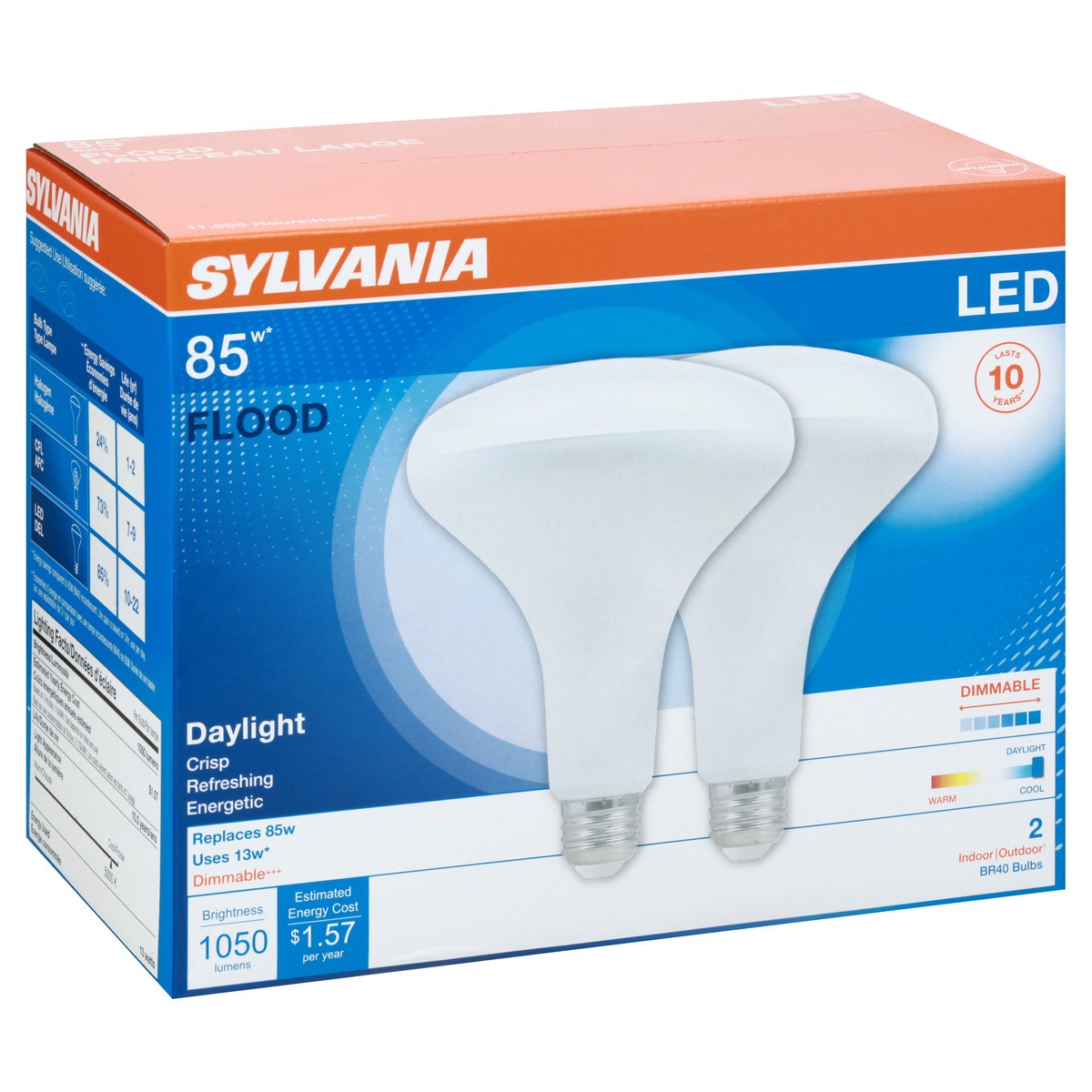 slide 9 of 9, Sylvania LED Flood Daylight 13 Watts Light Bulbs 2 ea, 2 ct