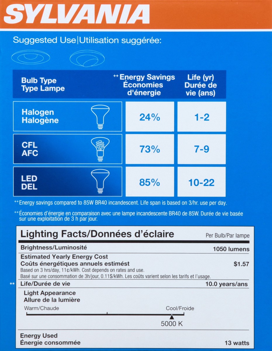 slide 6 of 9, Sylvania LED Flood Daylight 13 Watts Light Bulbs 2 ea, 2 ct
