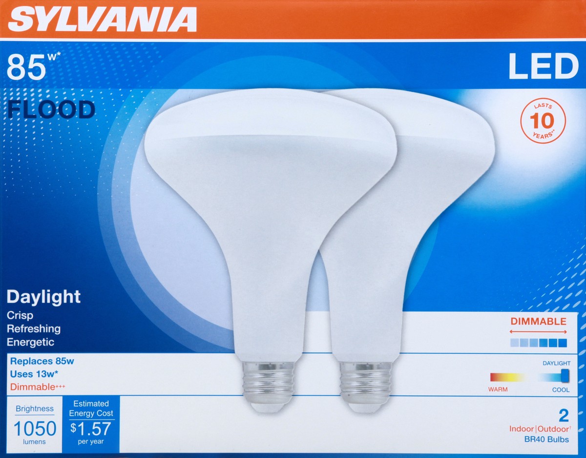 slide 1 of 9, Sylvania LED Flood Daylight 13 Watts Light Bulbs 2 ea, 2 ct