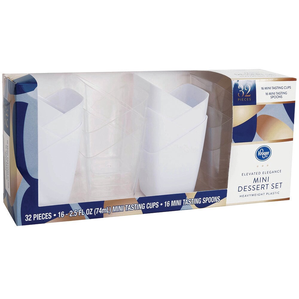 slide 3 of 4, Kroger Elevated Elegance Heavyweight Plastic Mini Dessert Set, 32 ct