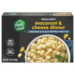 Food Club Indulgent Cheddar & Black Pepper Pipettes Macaroni & Cheese Dinner 12 oz
