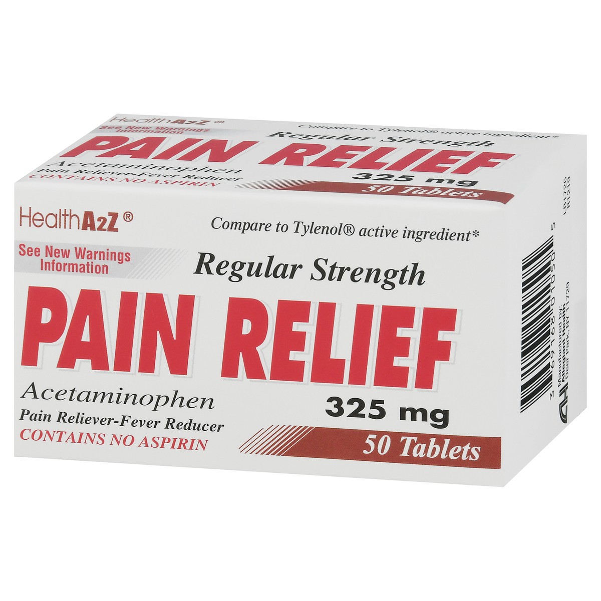 slide 3 of 9, HealthA2Z Tabs Regular Strength 325 mg Pain Relief 50 ea, 50 ct