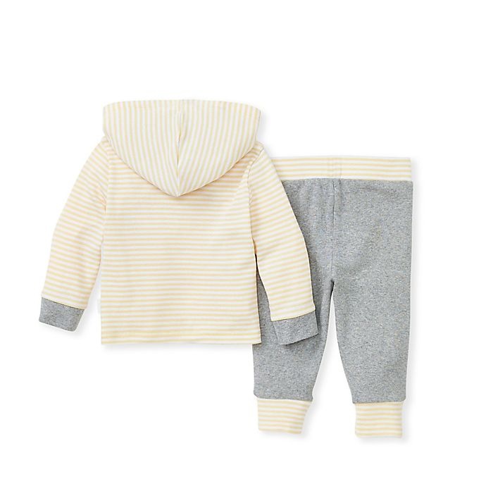 slide 2 of 2, Burt's Bees Baby Newborn Hooded Stripe Tee & Pant Set - Yellow, 1 ct