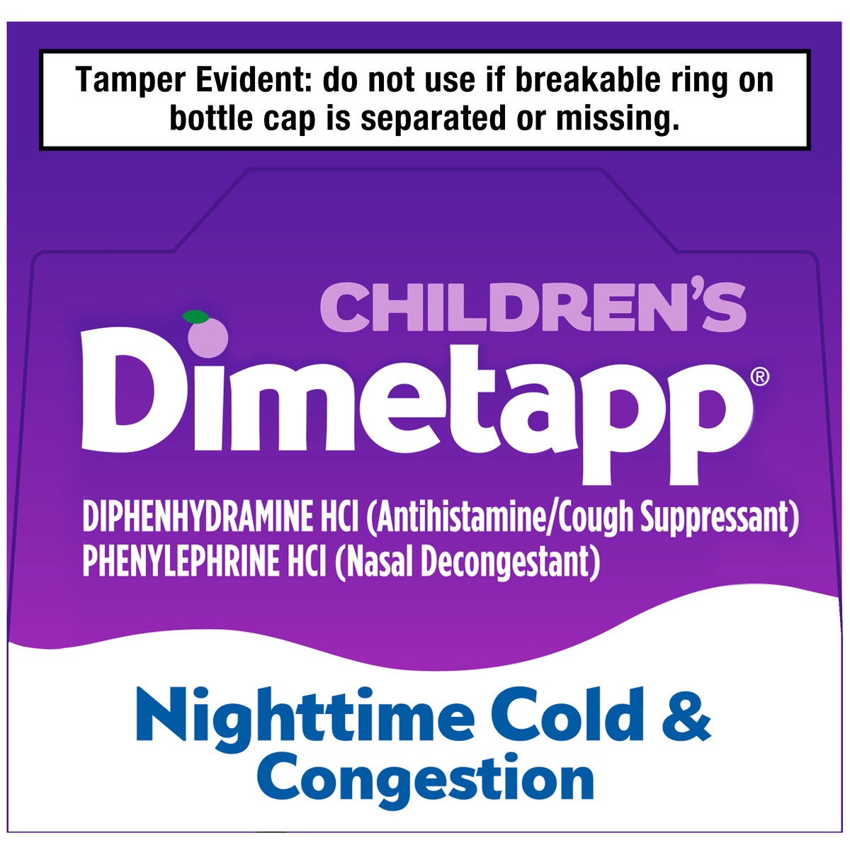 slide 7 of 7, Dimetapp Children's Dimetapp Nighttime Cold & Congestion, Grape Flavor, 4.1 ct