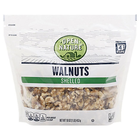 slide 1 of 1, Open Nature Walnuts Shelled Bag, 16 oz