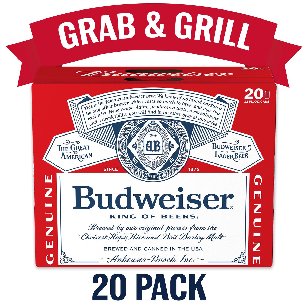 slide 1 of 2, Budweiser Beer, 20 ct