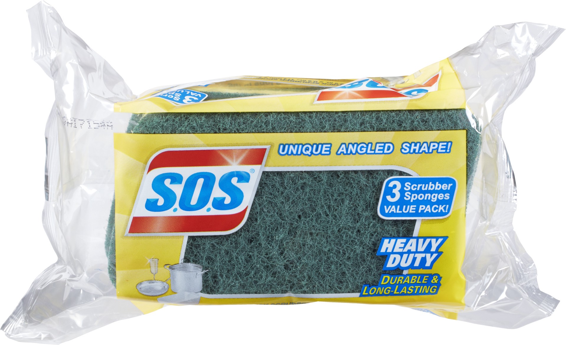 slide 1 of 5, S.O.S. Heavy Duty Scrubber Sponge, 3 Count, 3 ct