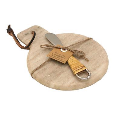 slide 1 of 1, Mud Pie Circle Beige Marble Board, 1 ct